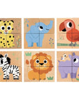 Djeco Casse-tête 4 cubes Animaux sauvages Jouets Djeco