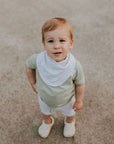 Zak & Zoé Bavoir drapé Vêtements Zak & Zoé Ligné Sauge & blanc