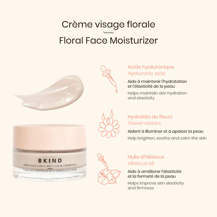 BKIND Crème visage florale apaisante et repulpante avec acide hyaluronique Soins corporels BKIND