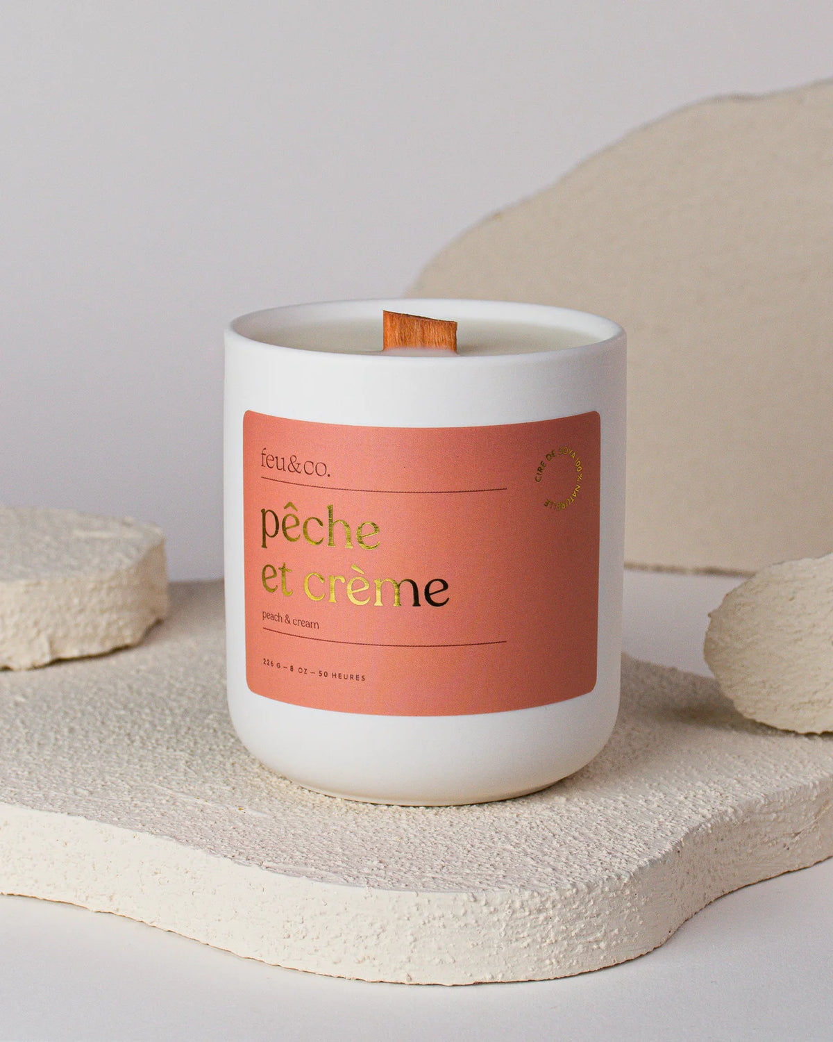 Feu&amp;Co Chandelle de soya Maison Feu&amp;Co Pêche et crème