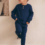 O'vole Chandail manches longues évolutif unisexe 12 à 36 mois Vêtements Créations Ovole Côtelé - Marine