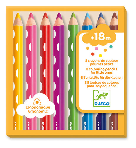 Djeco 8 crayons couleurs en bois pour les petits Jouets Djeco   