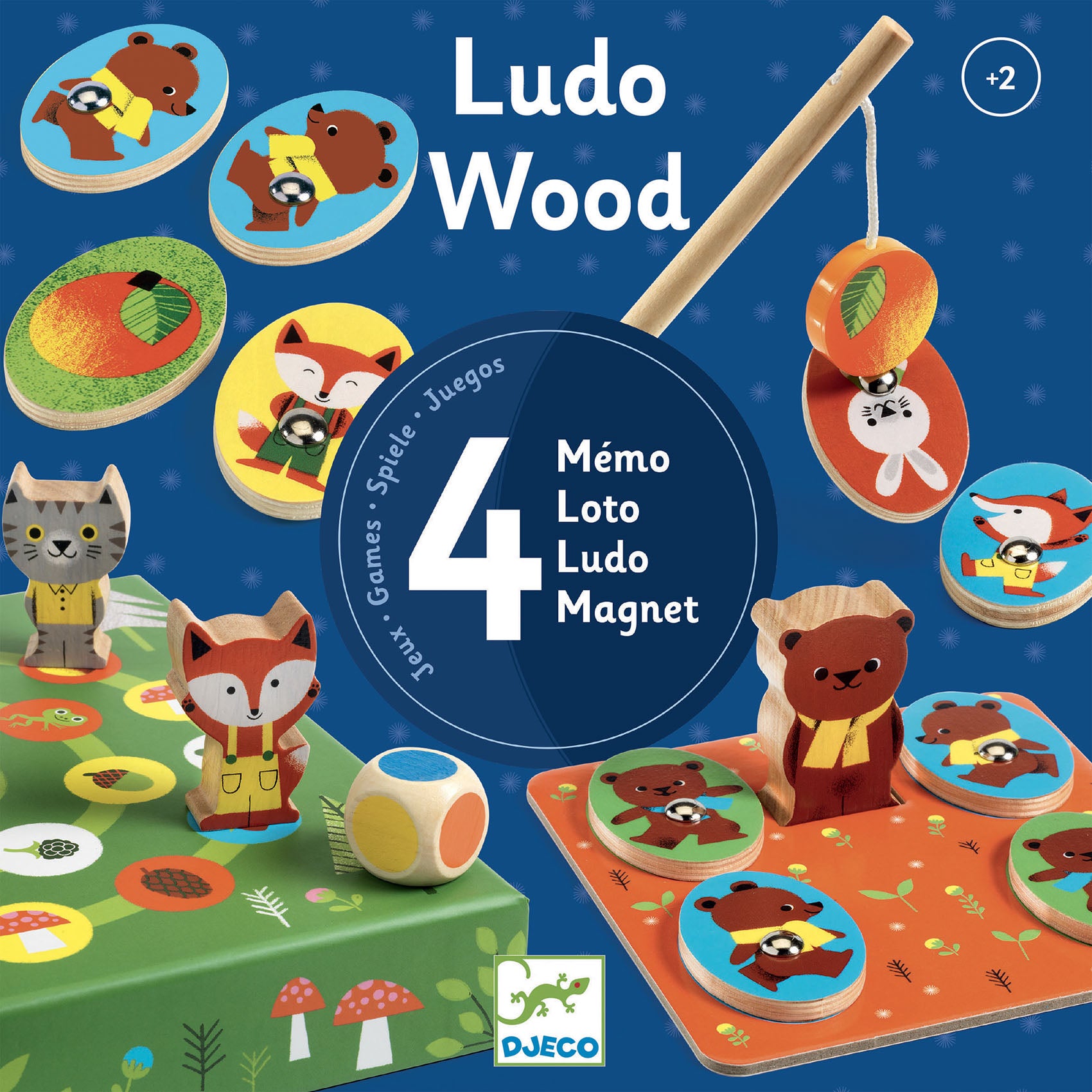 Djeco Jeu éducatif 4 en 1 Ludo wood Jouets Djeco