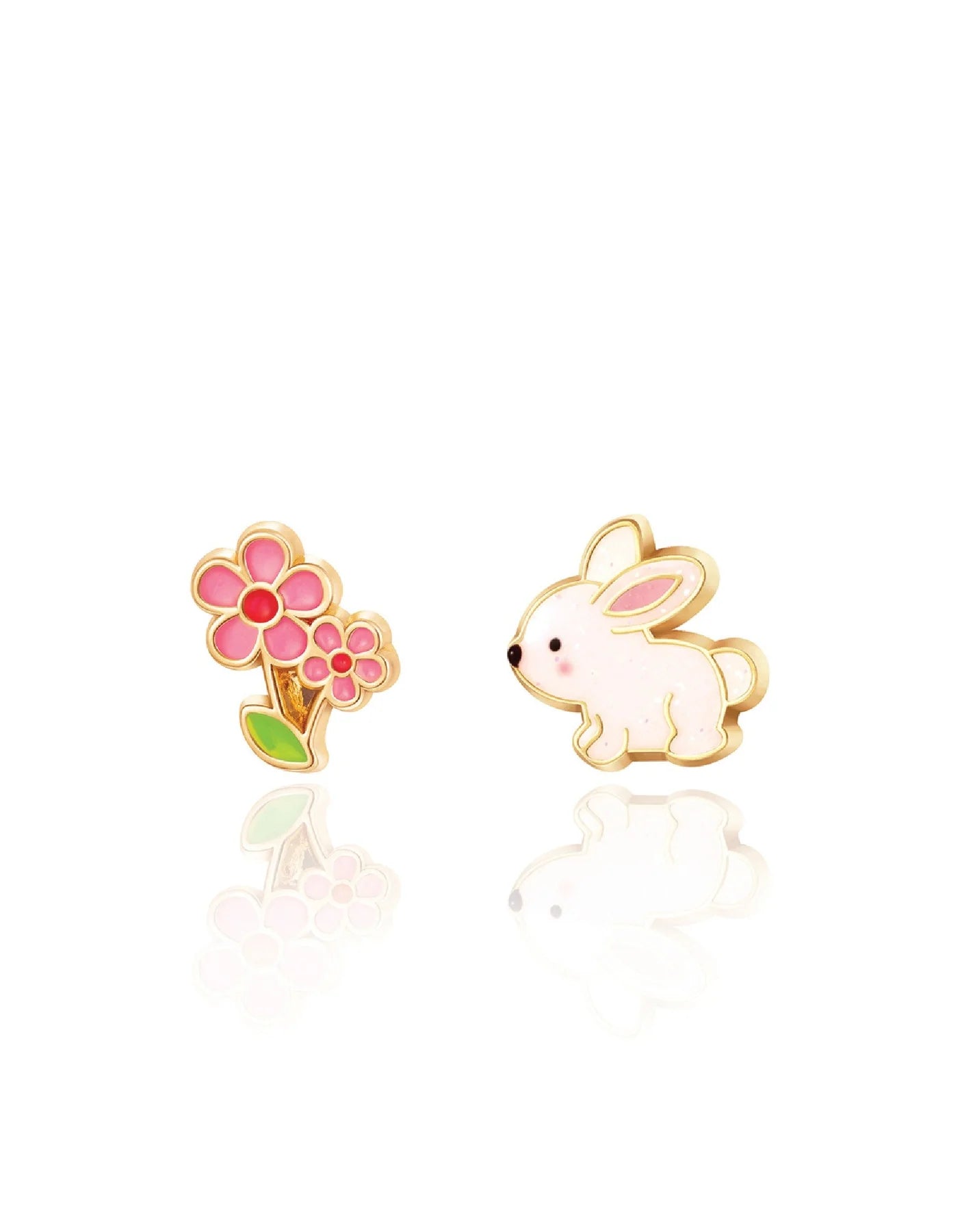 Girl nation Boucles d'oreilles Accessoires Girl nation Fleur roses et lapin  