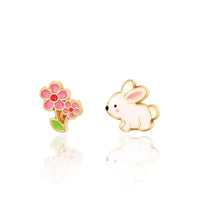 Girl nation Boucles d'oreilles Accessoires Girl nation Fleur roses et lapin  