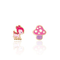 Girl nation Boucles d'oreilles Accessoires Girl nation Petit faon et champignon rose  