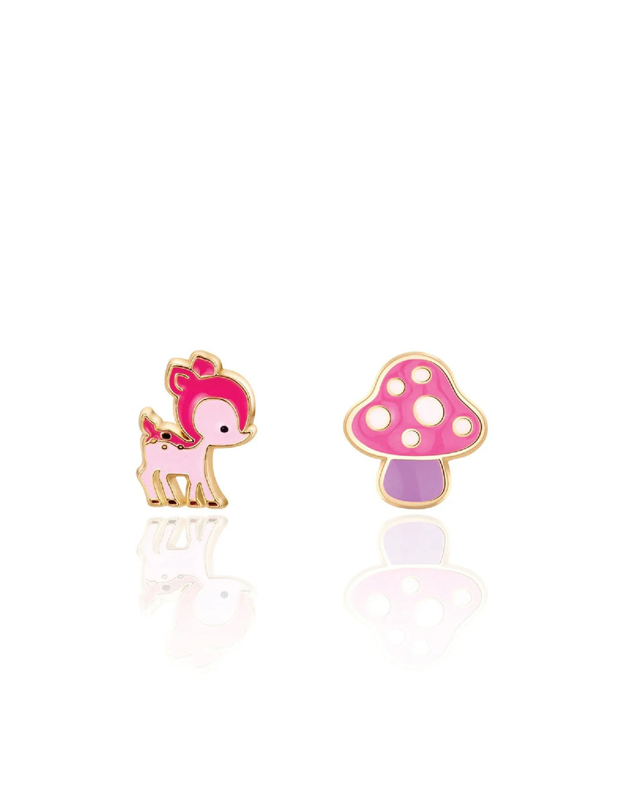 Girl nation Boucles d'oreilles Accessoires Girl nation Petit faon et champignon rose  