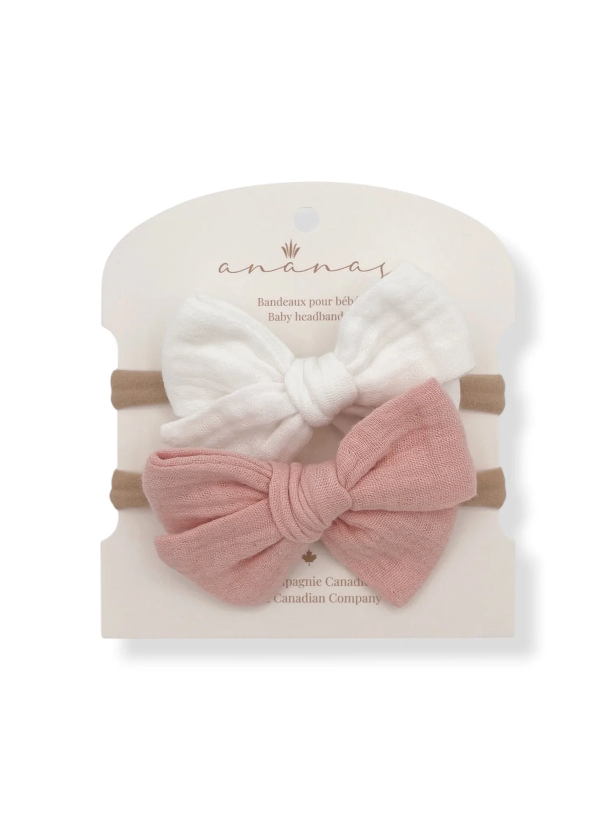 Ananas Co Boucles en mousseline sur bandeau de nylon Accessoires de cheveux Ananas Co Blanc et Rose