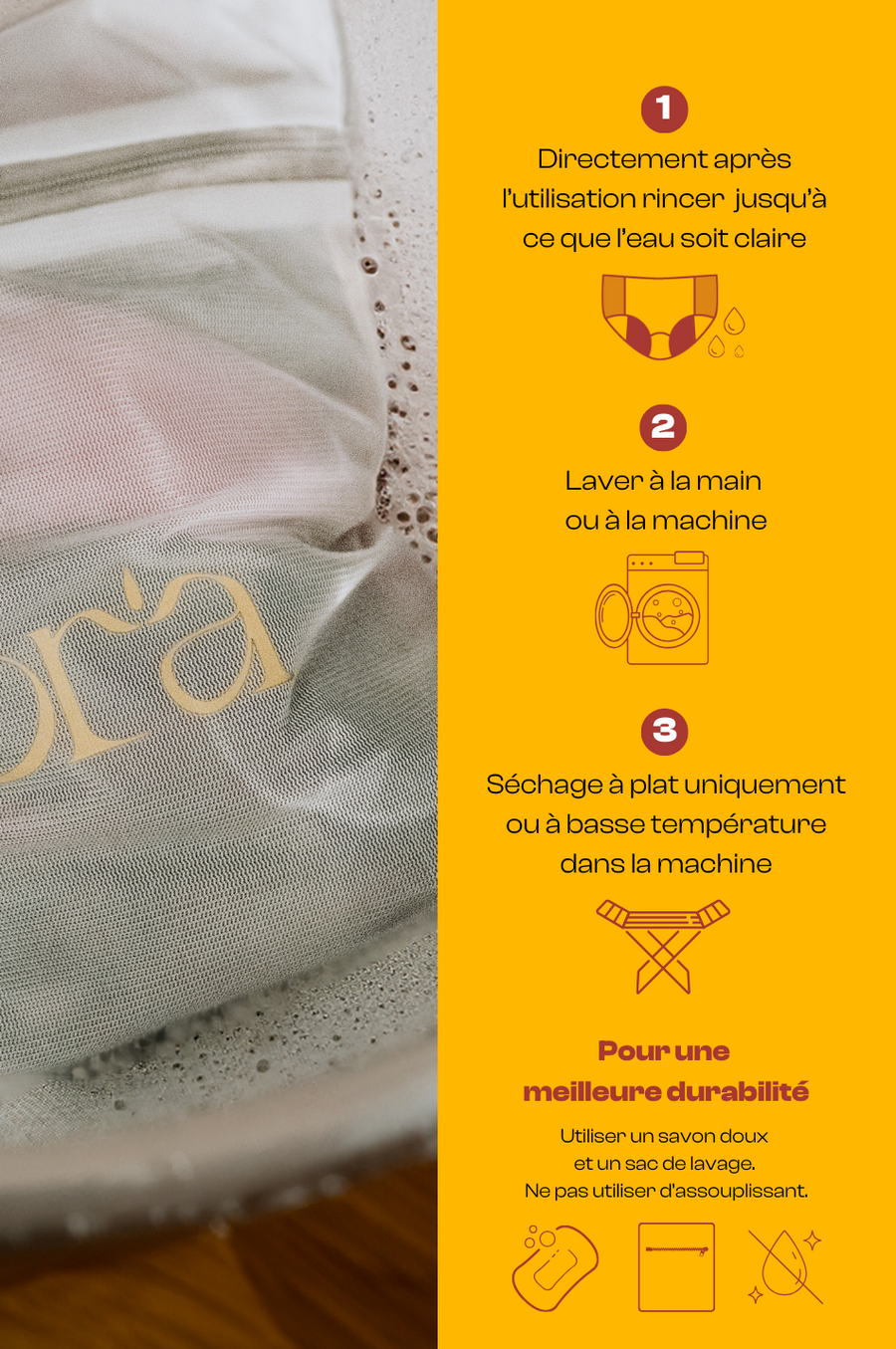 Ora Protections - Culotte menstruelle taille haute sans couture invisible