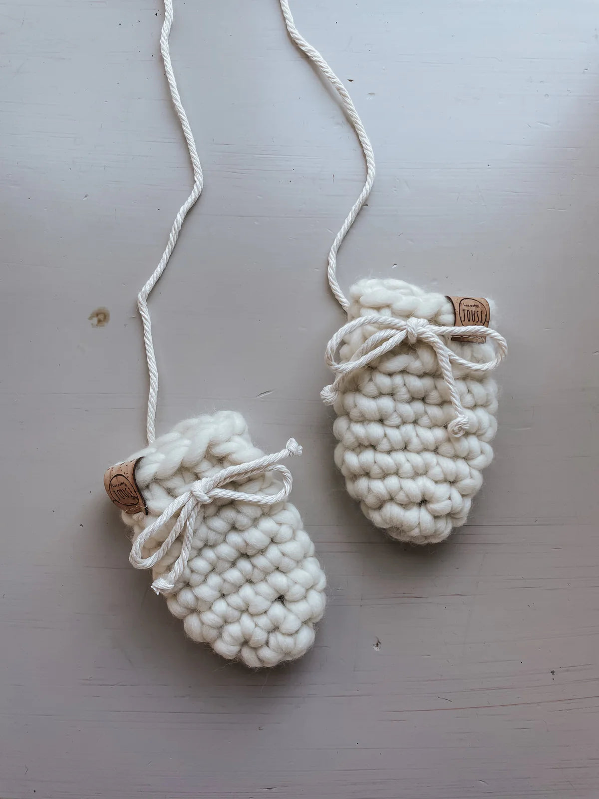 Les petits Tousi Mitaines de laine - Collection NEUTRE 0-6 mois Les petits tousi Blanc - Coton