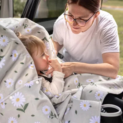 Naélie Poncho pour siège d'auto Accessoires Naélie - Doux comme une maman Marguerites  