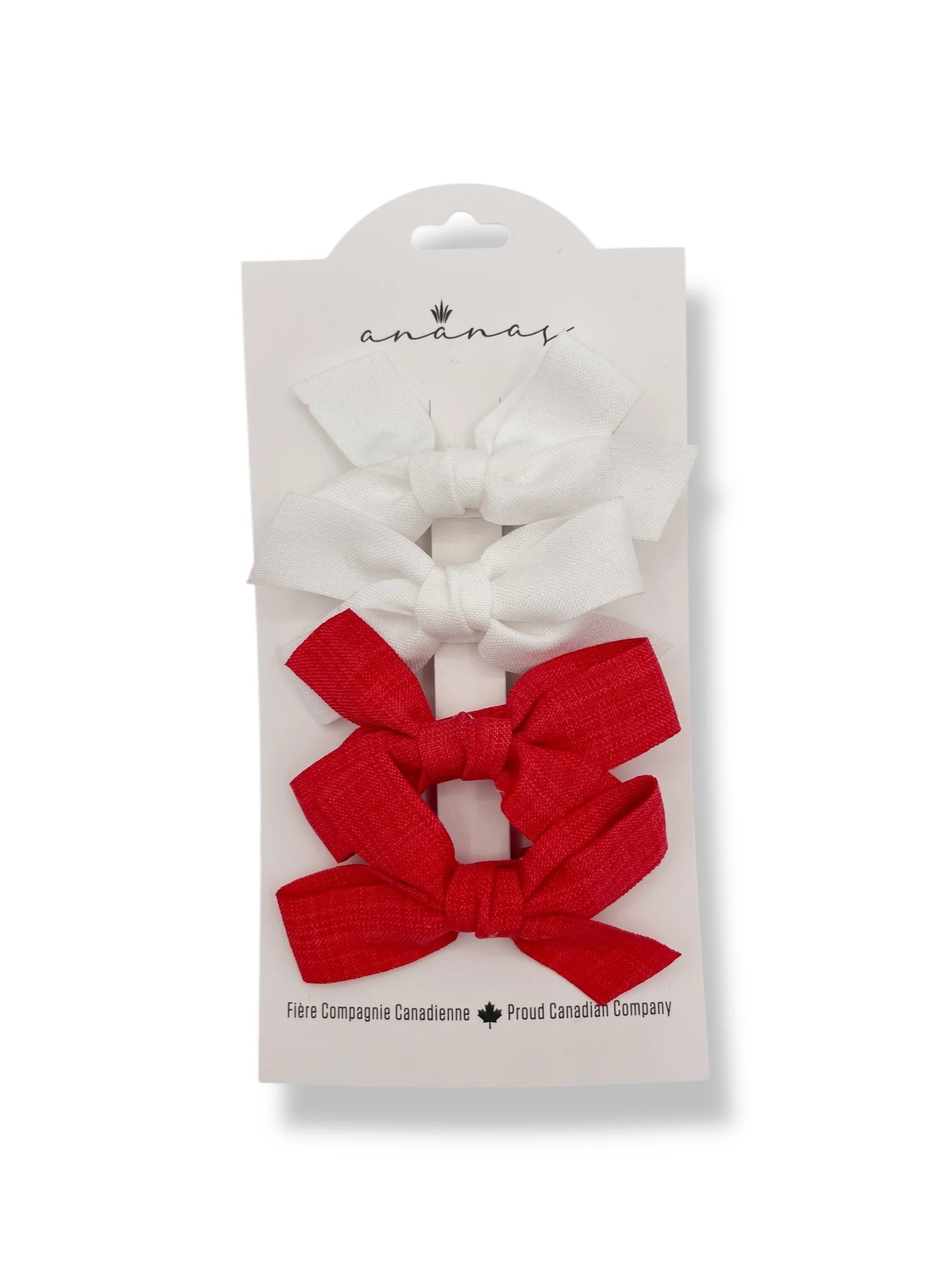 Ananas Co Boucles en lin sur pince crocodile Accessoires de cheveux Ananas Co Blanc et Rouge (4 petites) - Produit importé