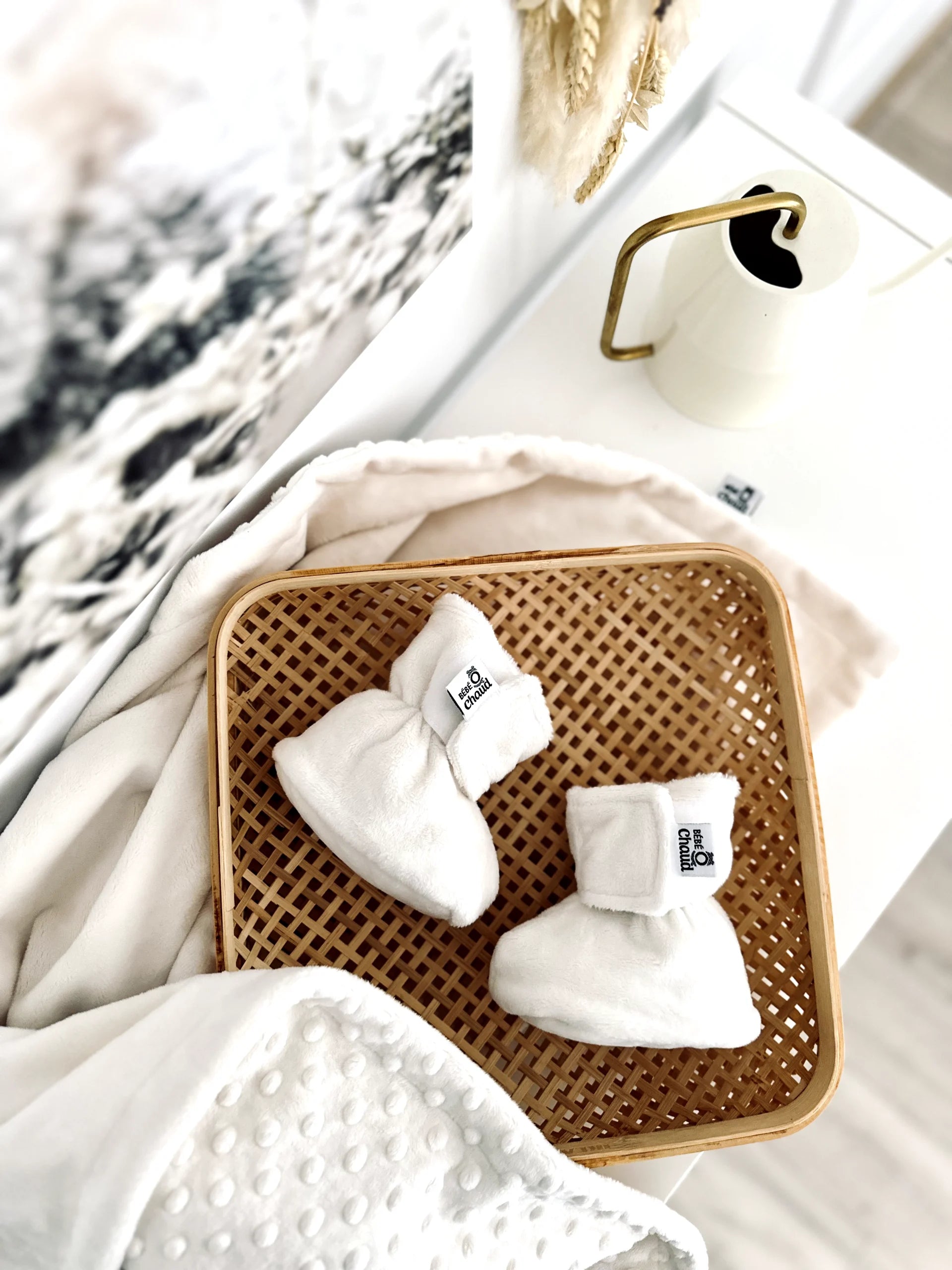 Bébé Ô Chaud Pantoufles 0-3 mois Vêtements Bébé Ô Chaud Ivoire