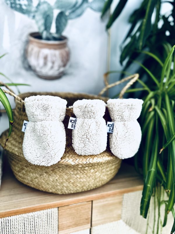 Bébé Ô Chaud Mitaines sans pouce en sherpa Vêtements Bébé Ô Chaud Blanc 0-6 mois