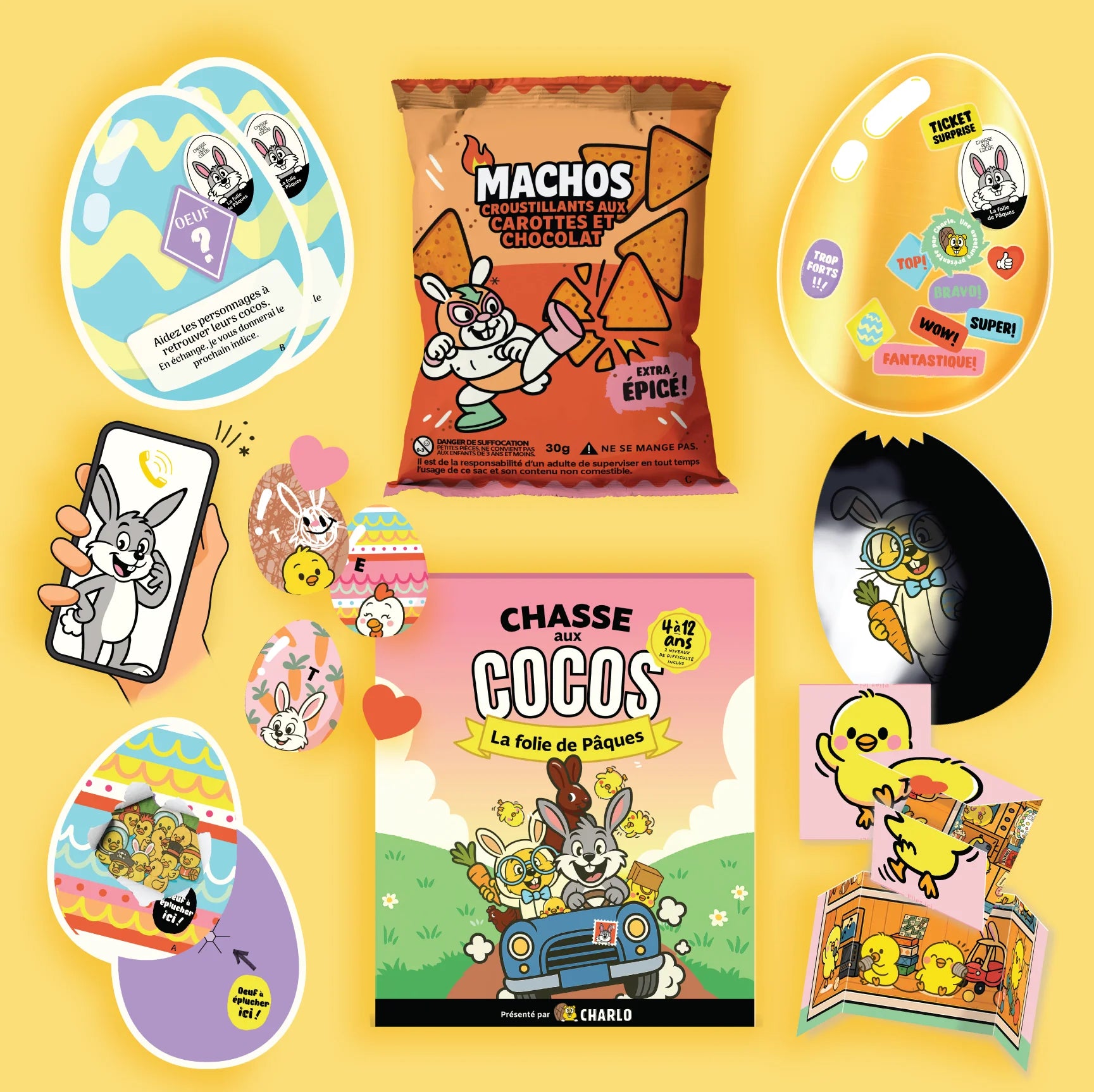 Charlojeu Ensemble Chasse aux cocos de Pâques Jouets Charlojeu