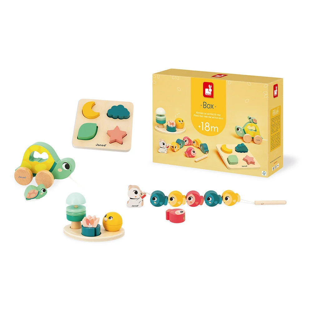 Janod Boîte de jeux pour 18 mois + Jouets Janod