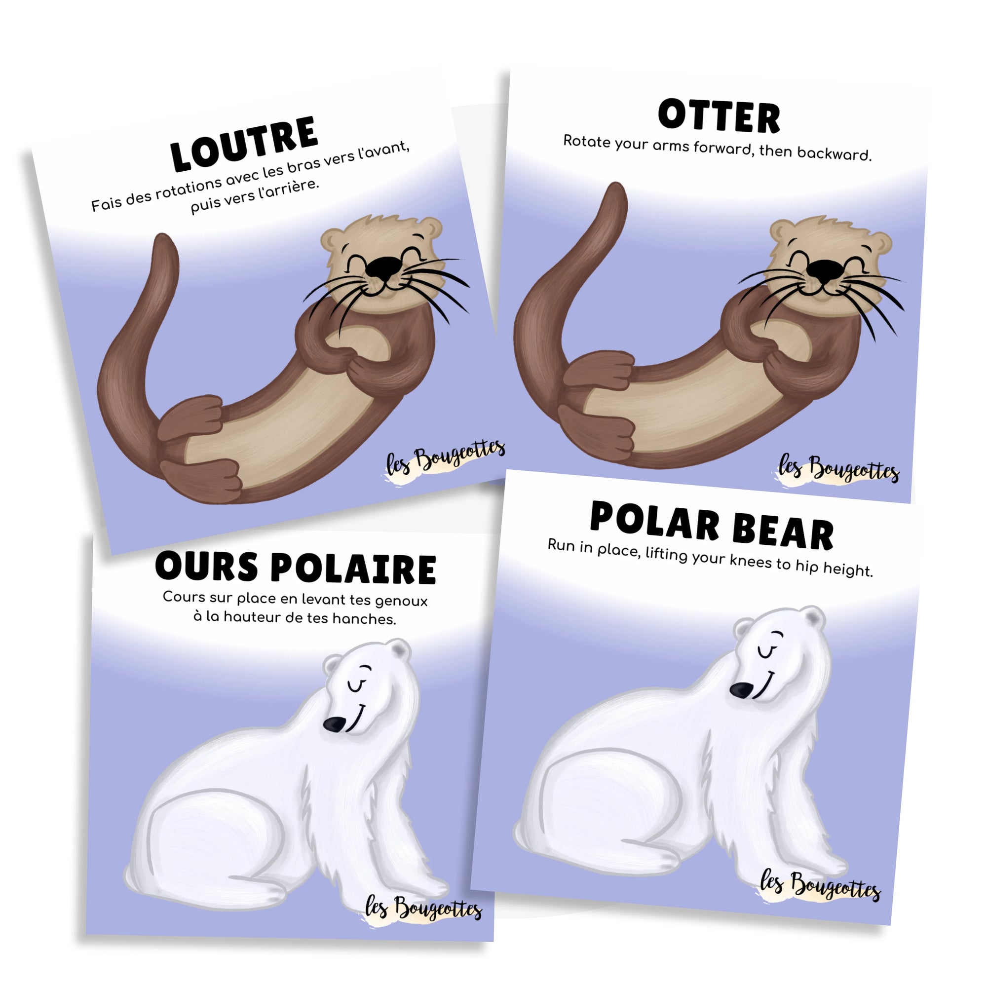 Les Bougeottes Cartes d'apprentissage - Animaux polaires Éducation Les Bougeottes