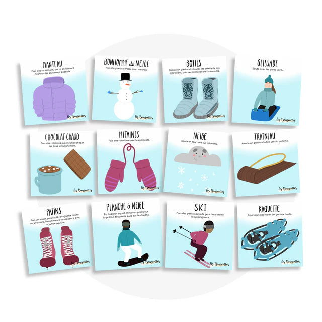 Les Bougeottes Cartes d'apprentissage - Hiver Éducation Les Bougeottes