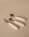Micasso & Co Ensemble de cuillère, fourchette et couteau en silicone et métal Alimentation Micasso & Co Blanc crème