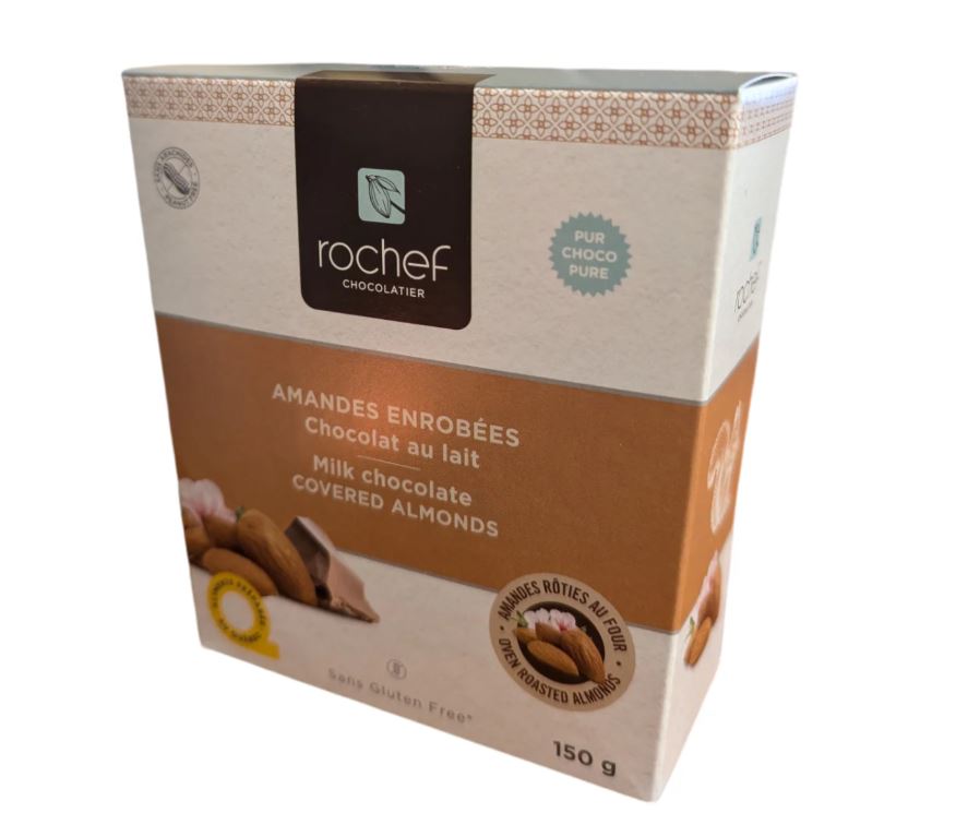 Rochef Chocolatier Amandes rôties au four enrobées de chocolat au lait Gourmandise Rochef Chocolatier 150g