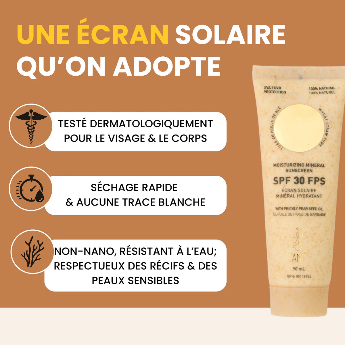 Tanit Écran solaire minéral hydratant Coco & Vanille Soins corporels Tanit FPS30