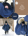 Gustine Housse et Poncho 3 en 1 pour le siège d'auto et porte-bébé En sortie Gustine baby carrier Marine - col de fourrure non inclus