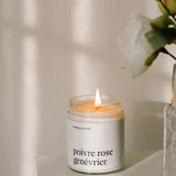 Marée Chandelles Chandelle de soya 270 ml Maison Marée Chandelles Poivre rose &amp; Génévrier