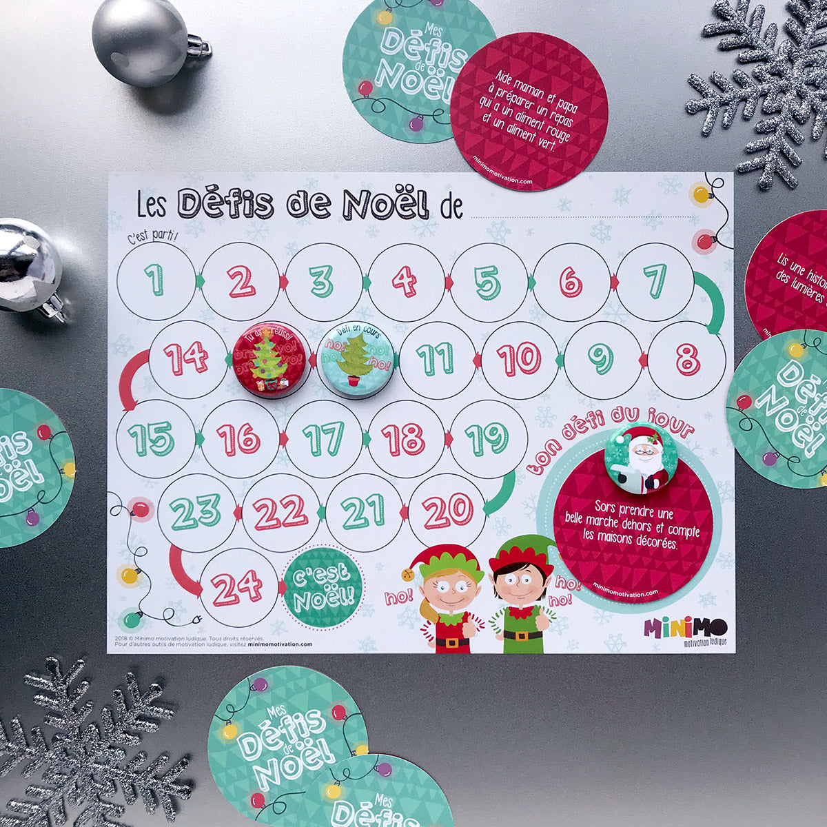 Minimo Calendrier de l'Avent Mes Défis de Noël Éducation Minimo Playful Motivation Ludique   