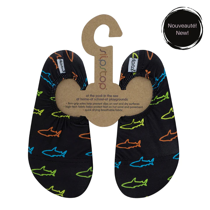 Solde - SlipStop Chaussons à semelles adhérentes Enfants XS 12-24 mois (5.5-7) Vêtements SlipStop Neon sharks  