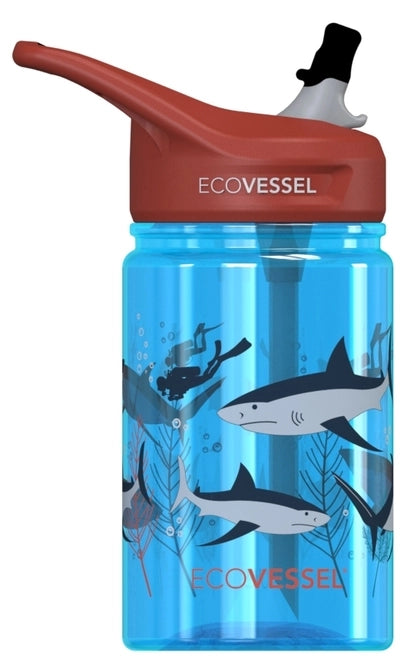 Ecovessel Gourde Splash à paille 12 oz Alimentation Ecovessel Requin  